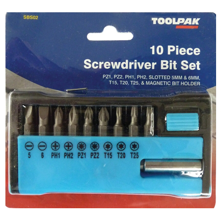 Screwdriver Bit Set 10-Piece Toolpak 